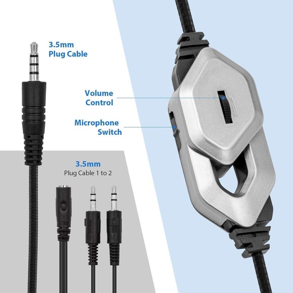 LUPSAN Gaming Headset for Xbox One PS4 PC Mic Stereo with Microphone - Picture 4 of 11